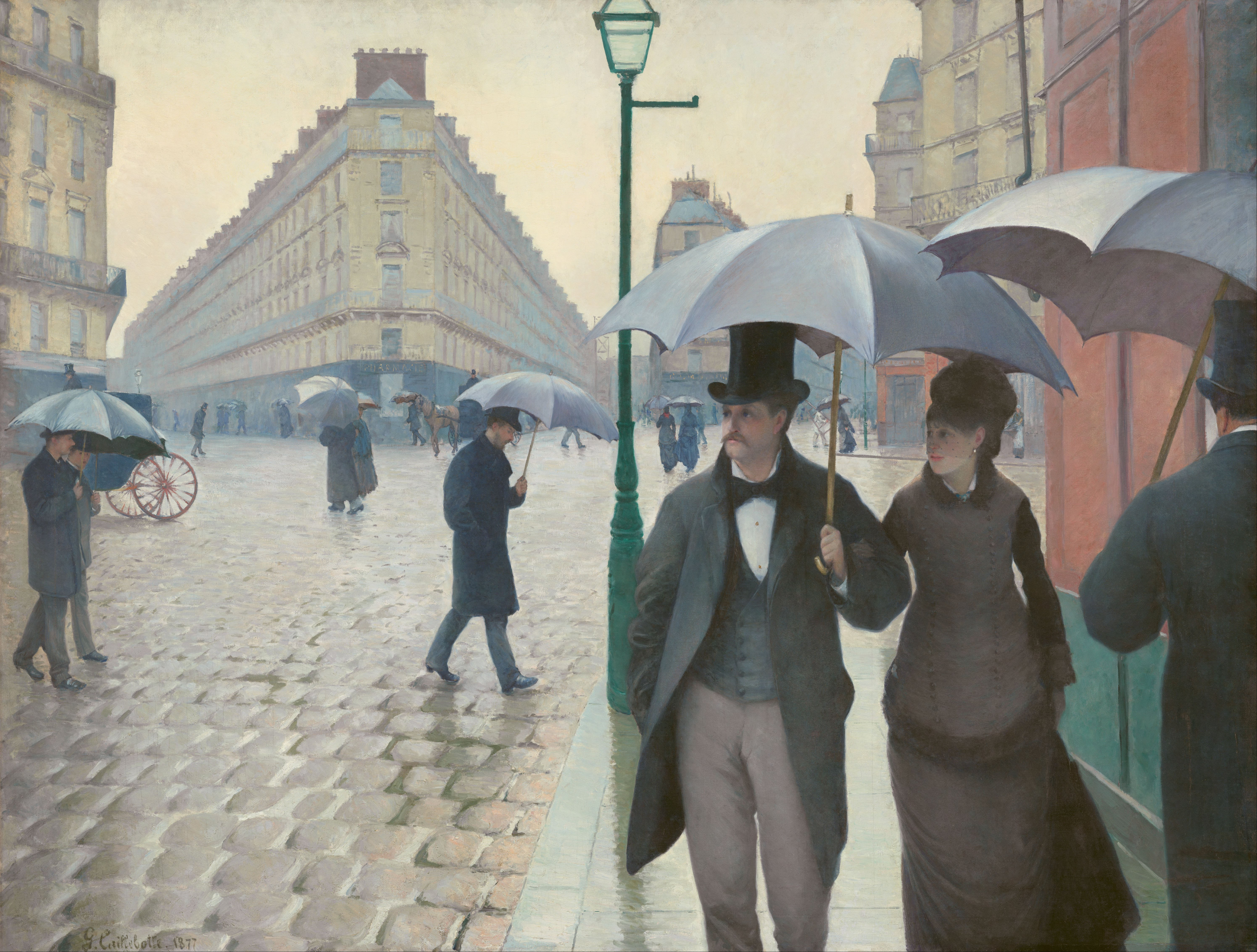 Paris Street; Rainy Day — Gustave Caillebotte, 1877 (public domain)